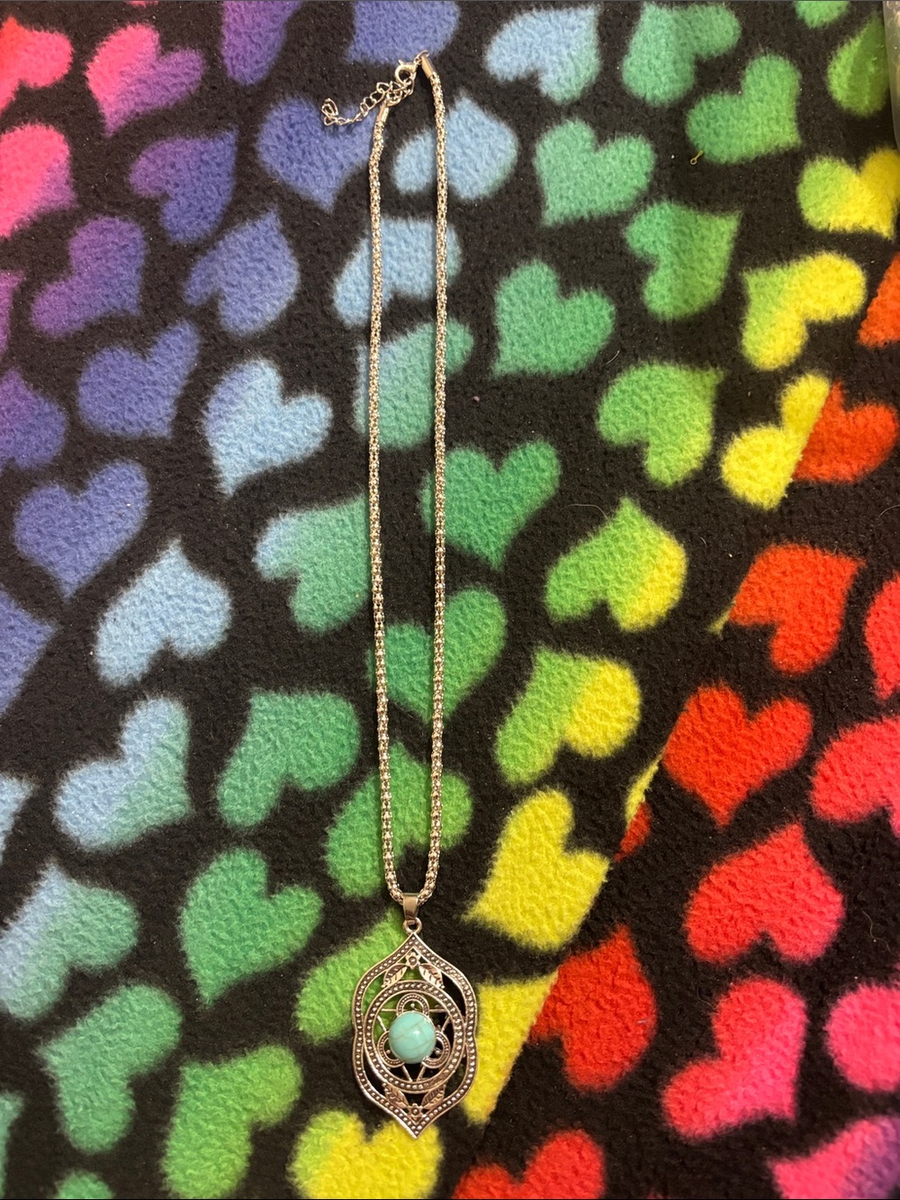 Silver Pendant Necklace with Turquoise Stone - Women Jewelry